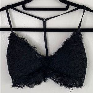 Aerie black lacy thinly padded bralette